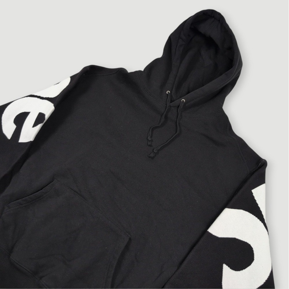 Supreme Big Logo Jacquard Hoodie Sweatshirt Men Large Black Streetwear FW23SW8